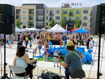 People gather in the Mishawaka Farmer's Market square