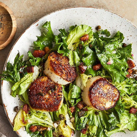 Seared Scallops with Pomegranate and Cucumber Salad