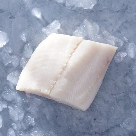 Raw halibut over ice