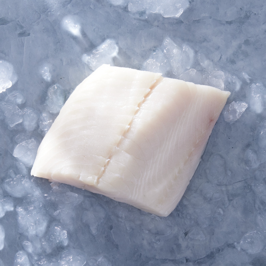 Raw halibut over ice