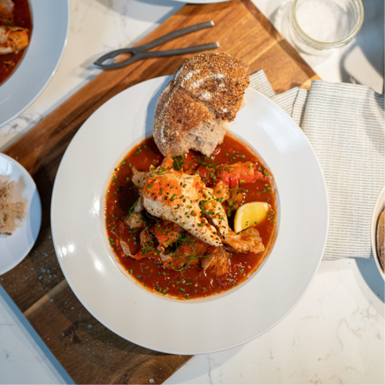 Snow crab cooked and plated